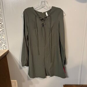 NWT Xhilaration Olive Green‎ Shorts Long Sleeve Romper (Juniors Small)